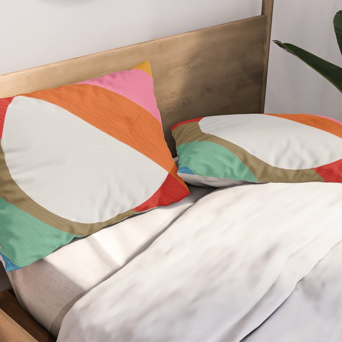 Diagonal Color Blocking - Rainbow Moon Pillow Sham Gallery Image 2