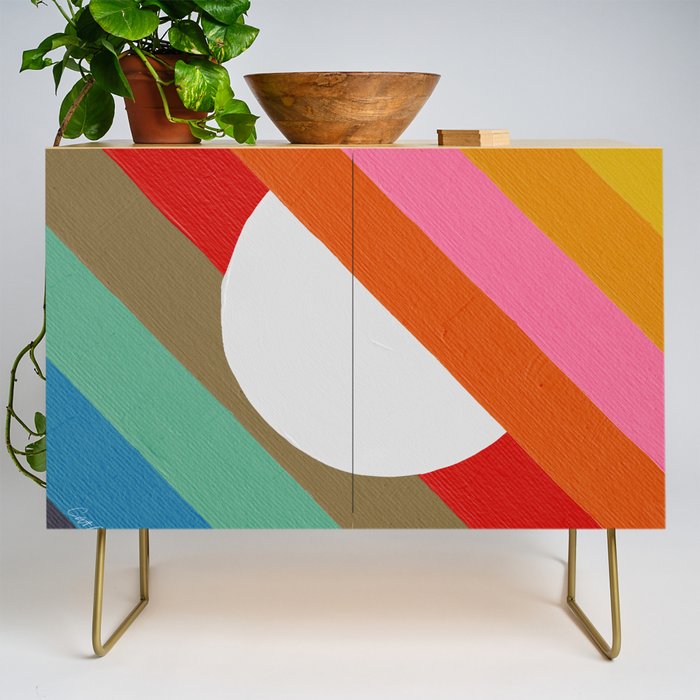 Diagonal Color Blocking - Rainbow Moon Credenza Gallery Image 1