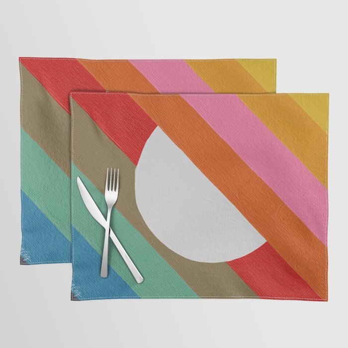 Diagonal Color Blocking - Rainbow Moon Placemat Gallery Image 1