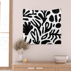 Abstract black and white organic nature art pattern Wall Tapestry Gallery Image 2