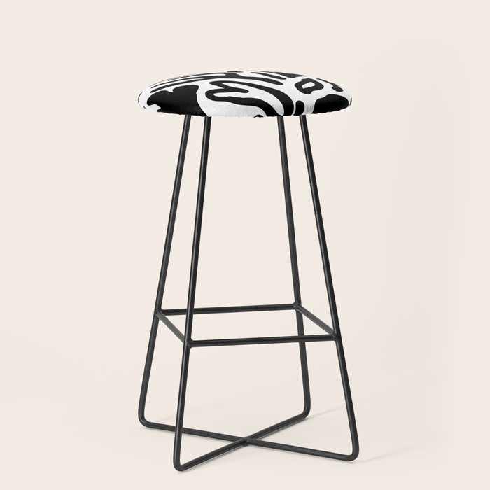 Abstract black and white organic nature art pattern Stool Gallery Image 1