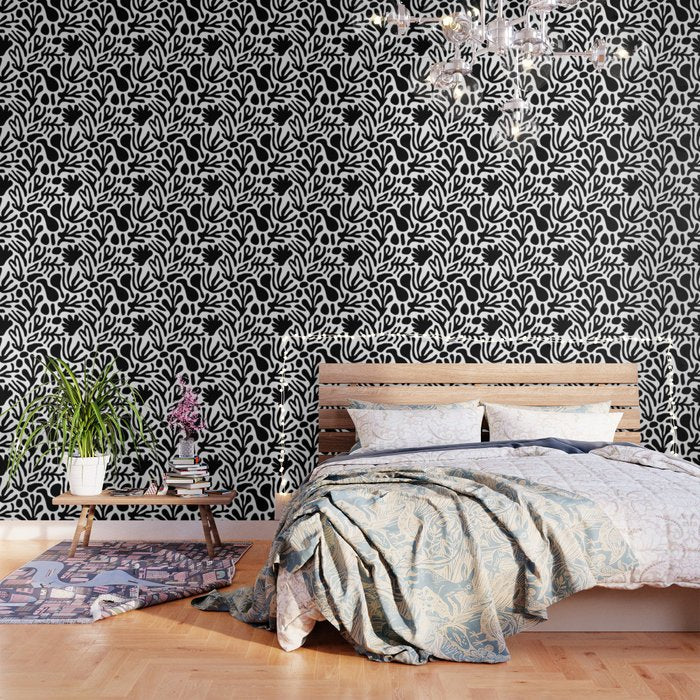 Abstract black and white organic nature art pattern Wallpaper Gallery Image 3