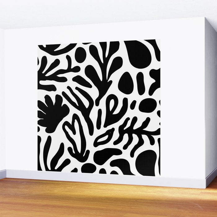 Abstract black and white organic nature art pattern Wall Mural Gallery Image 2
