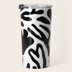 Abstract black and white organic nature art pattern Travel Mug Gallery Image 3