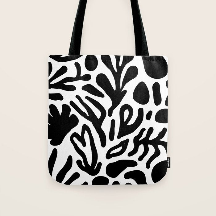 Abstract black and white organic nature art pattern Tote Bag Gallery Image 1