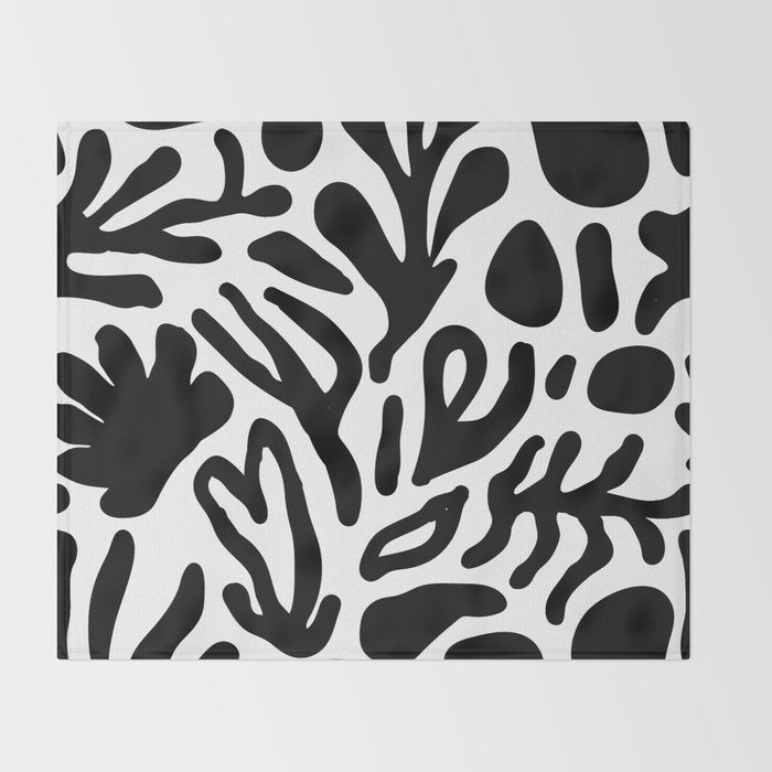 Abstract black and white organic nature art pattern Throw Blanket Gallery Image 2