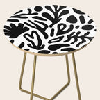 Abstract black and white organic nature art pattern Side Table Gallery Image 2