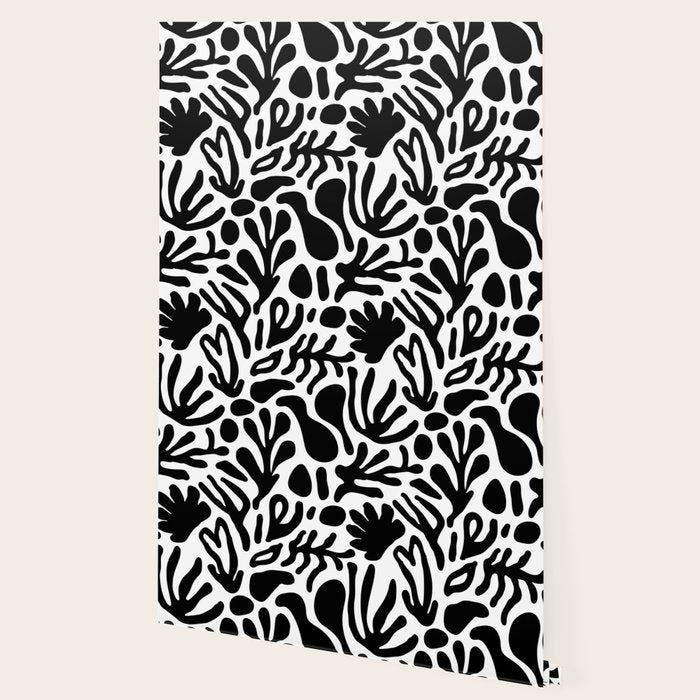 Abstract black and white organic nature art pattern Wallpaper Gallery Image 2