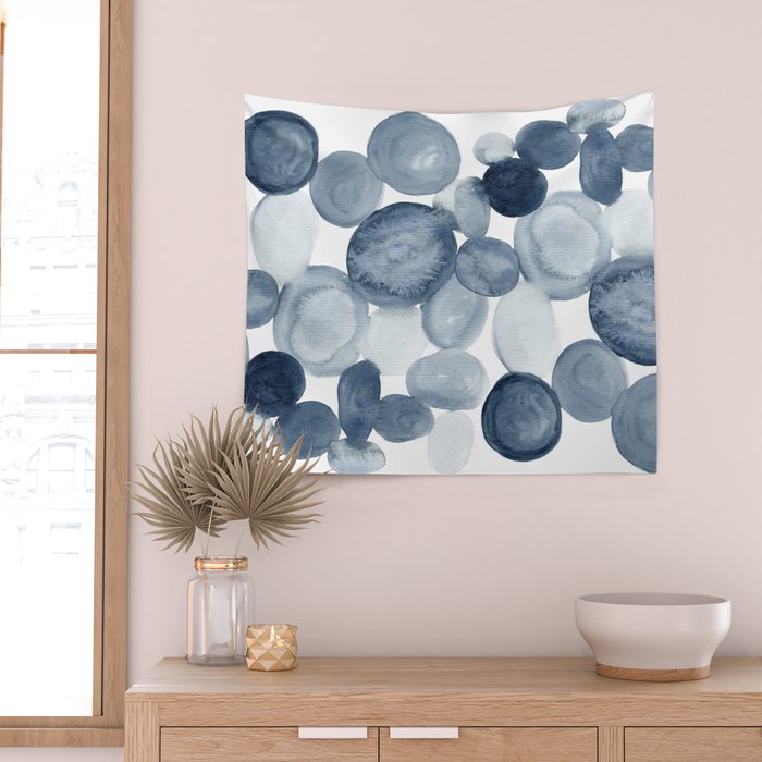 Pebbles Watercolor Abstract Wall Tapestry Gallery Image 2