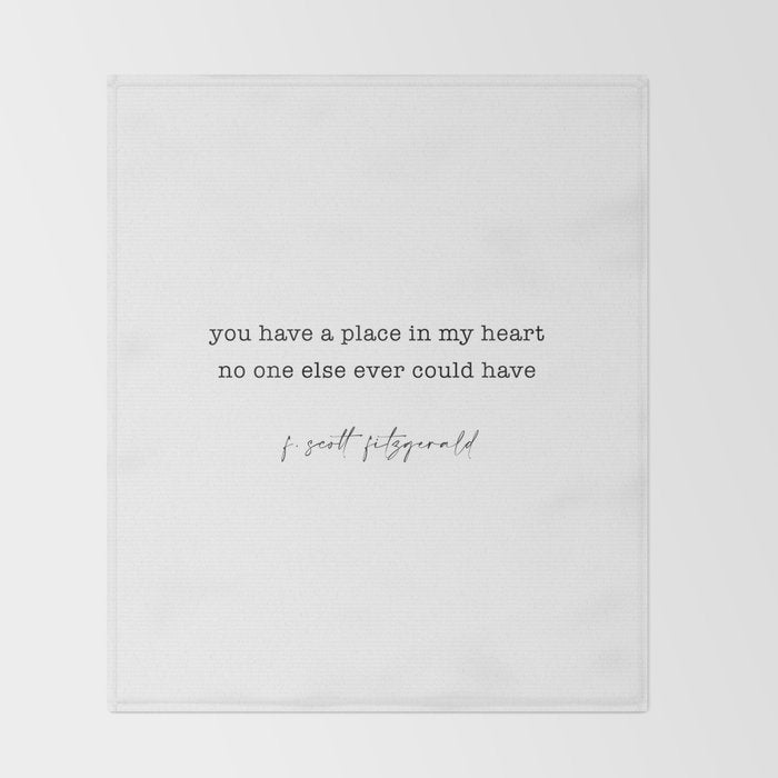 scott fitzgerald quote, love quote Throw Blanket Gallery Image 2