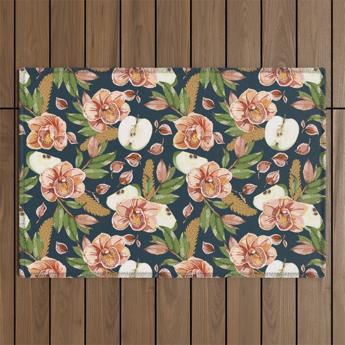 Tropical flowers autumn field D Outdoor Rug Gallery Image 1