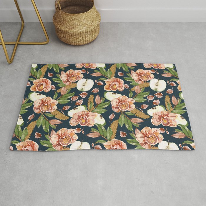 Tropical flowers autumn field D Rug Gallery Image 1