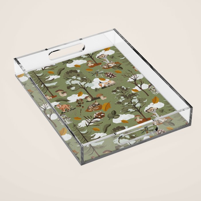 Baby animals in the leafy forest G Acrylic Tray Gallery Image 1