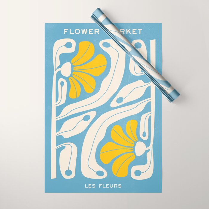 Iceberg & Golden Poppy: Les Fleurs | Flower Market Color Series 03 Wrapping Paper Gallery Image 1