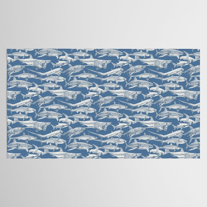 just sharks cobalt denim Tablecloth Gallery Image 2