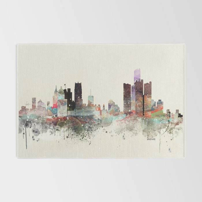 detroit michigan skyline Rug Gallery Image 2