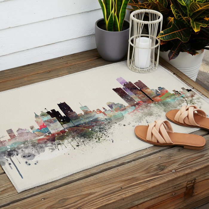 detroit michigan skyline Outdoor Rug Gallery Image 2