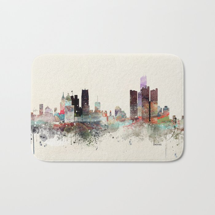 detroit michigan skyline Bath Mat Gallery Image 1