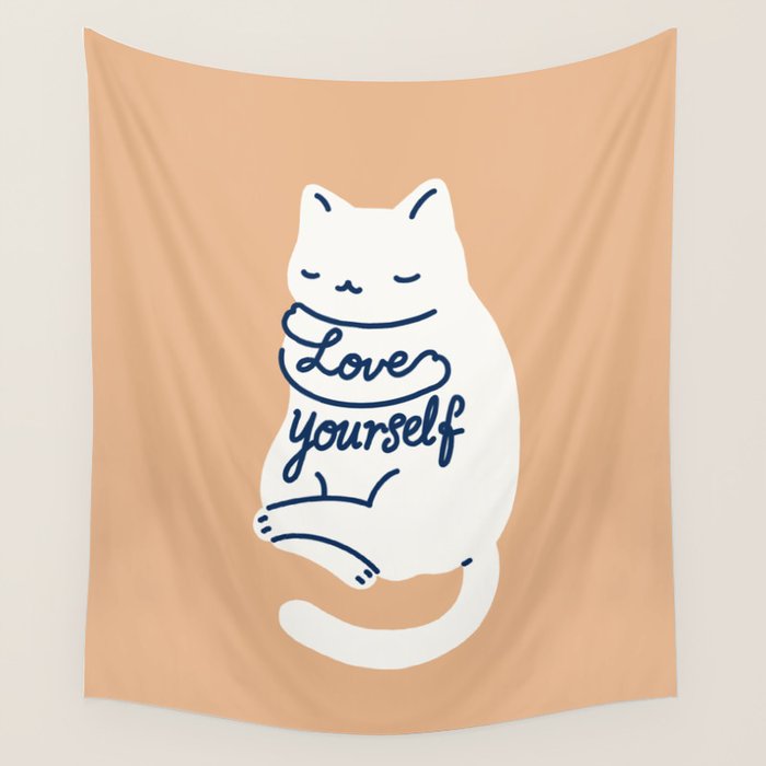 Love Yourself Cat Wall Tapestry Gallery Image 1