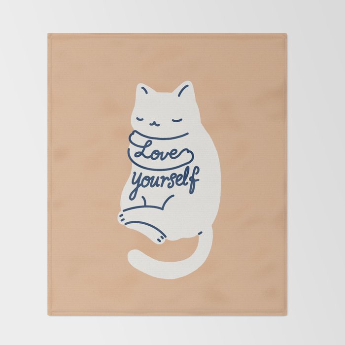 Love Yourself Cat Throw Blanket Gallery Image 2