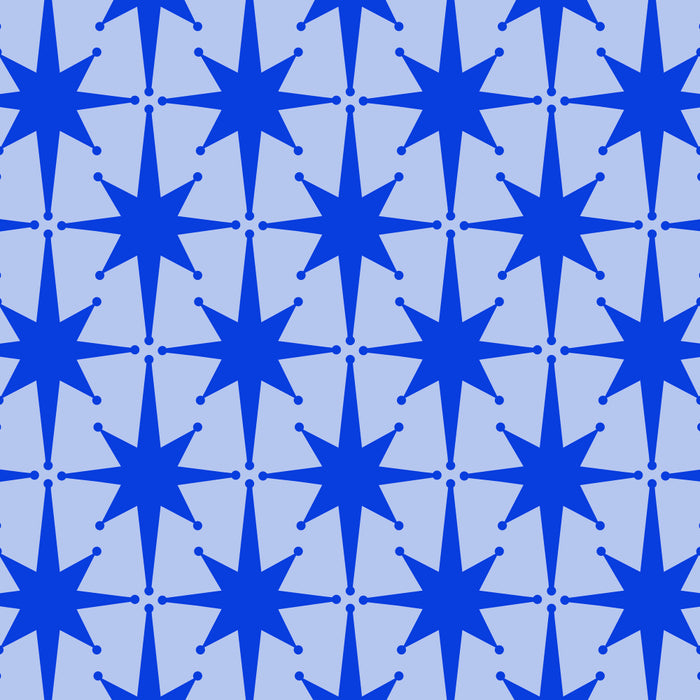 Mid Century Modern Atomic Stars Retro Starburst Pattern in Royal Blue and Light Blue Coffee Mug Gallery Image 2