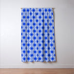 Mid Century Modern Atomic Stars Retro Starburst Pattern in Royal Blue and Light Blue Window Curtain Gallery Image 3