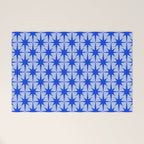 Mid Century Modern Atomic Stars Retro Starburst Pattern in Royal Blue and Light Blue Welcome Mat Gallery Image 1