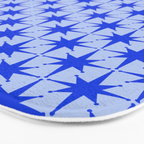 Mid Century Modern Atomic Stars Retro Starburst Pattern in Royal Blue and Light Blue Bath Mat Gallery Image 3
