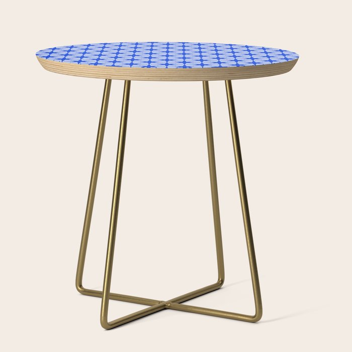 Mid Century Modern Atomic Stars Retro Starburst Pattern in Royal Blue and Light Blue Side Table Gallery Image 1