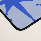 Mid Century Modern Atomic Stars Retro Starburst Pattern in Royal Blue and Light Blue Desk Mat Gallery Image 4