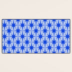 Mid Century Modern Atomic Stars Retro Starburst Pattern in Royal Blue and Light Blue Desk Mat Gallery Image 3