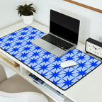 Mid Century Modern Atomic Stars Retro Starburst Pattern in Royal Blue and Light Blue Desk Mat Gallery Image 2