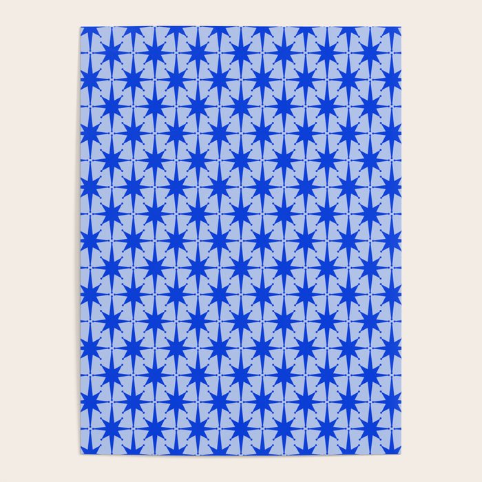 Mid Century Modern Atomic Stars Retro Starburst Pattern in Royal Blue ...