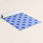 Mid Century Modern Atomic Stars Retro Starburst Pattern in Royal Blue and Light Blue Yoga Mat Gallery Image 2