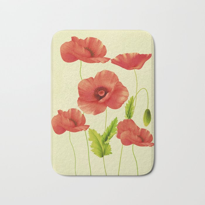 Red Poppies 3 Bath Mat Gallery Image 1