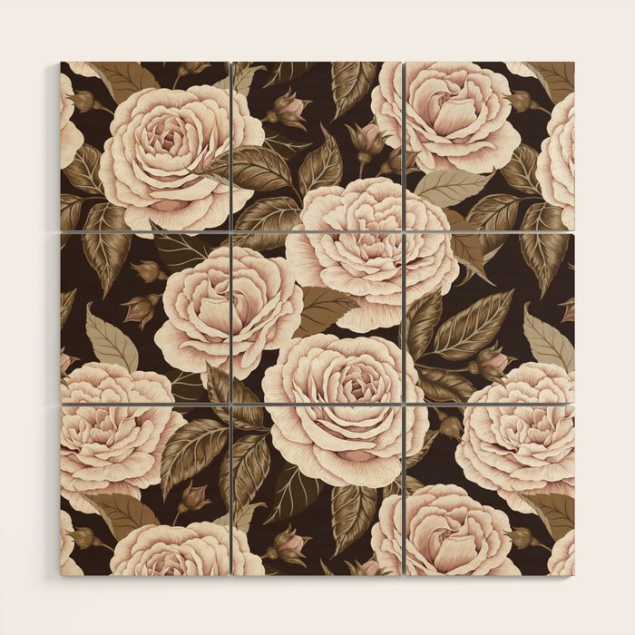A Realm Of Roses - Dark Academia Pink Wood Wall Art Gallery Image 1
