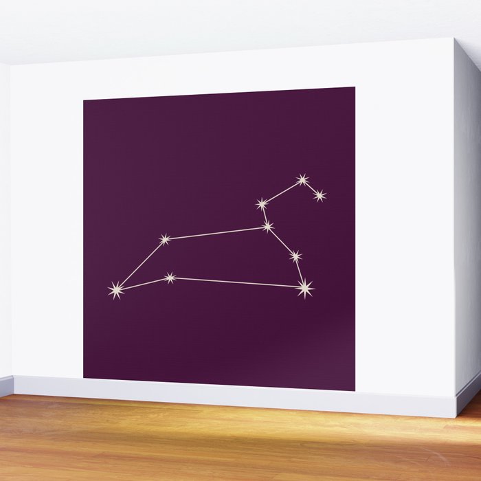Leo Zodiac Star Constellation Line Art Plum Purple Wall Mural Gallery Image 2