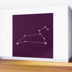 Leo Zodiac Star Constellation Line Art Plum Purple Wall Mural Gallery Image 2