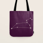 Leo Zodiac Star Constellation Line Art Plum Purple Tote Bag Gallery Image 1
