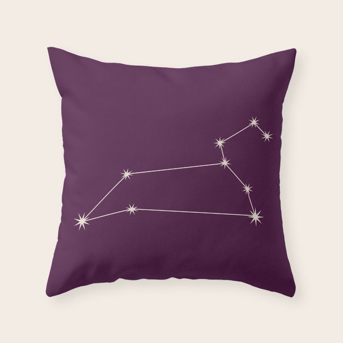 Leo Zodiac Star Constellation Line Art Plum Purple Throw Pillow Gallery Image 6