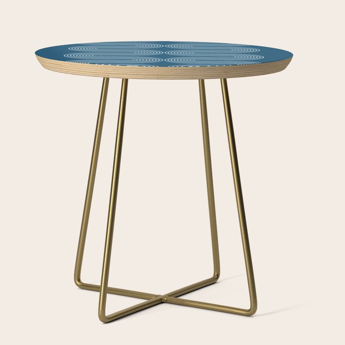 Mid Century Modern Geometric 101 in night Blue (Rainbow Abstract) Side Table Gallery Image 1