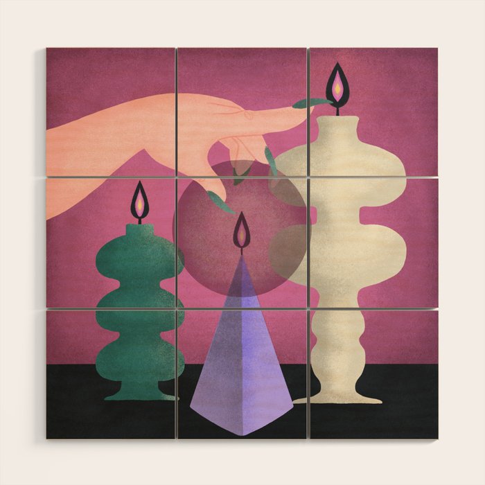 Black Flame Candle  Wood Wall Art Gallery Image 1