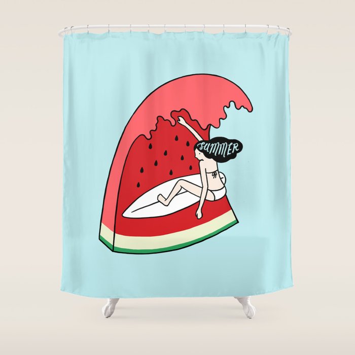 Watermelon Surf Shower Curtain Gallery Image 1