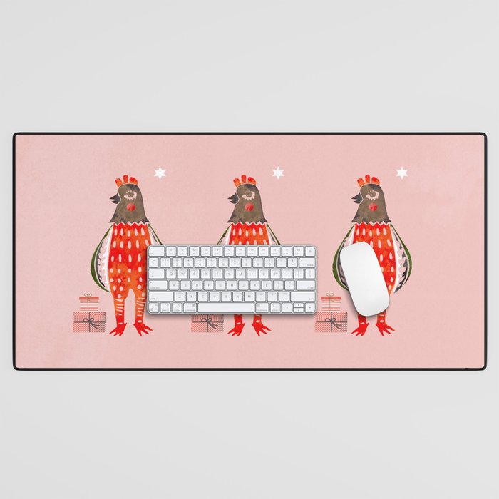 Christmas Chicken - illustration Desk Mat Gallery Image 1