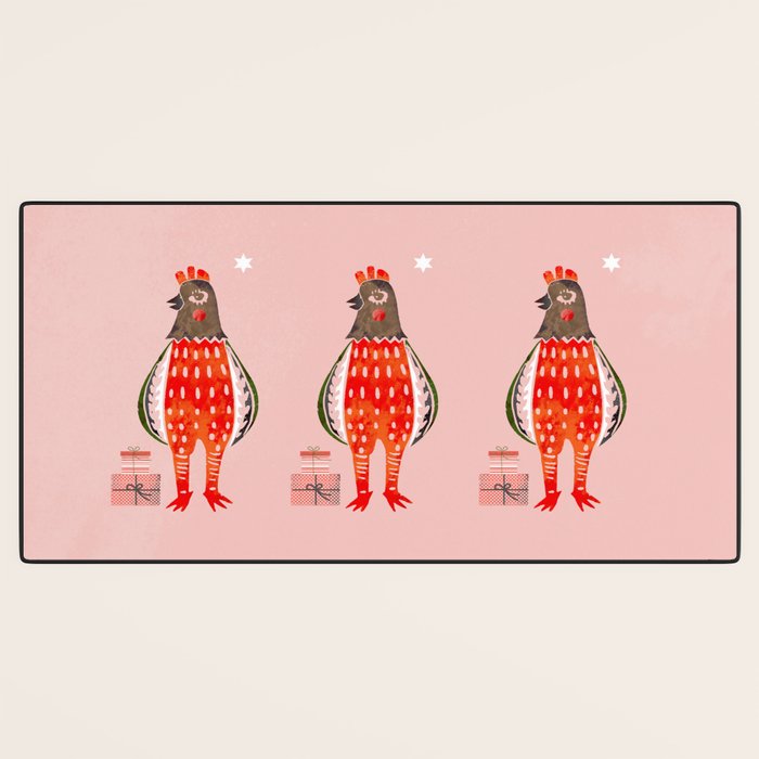 Christmas Chicken - illustration Desk Mat Gallery Image 3