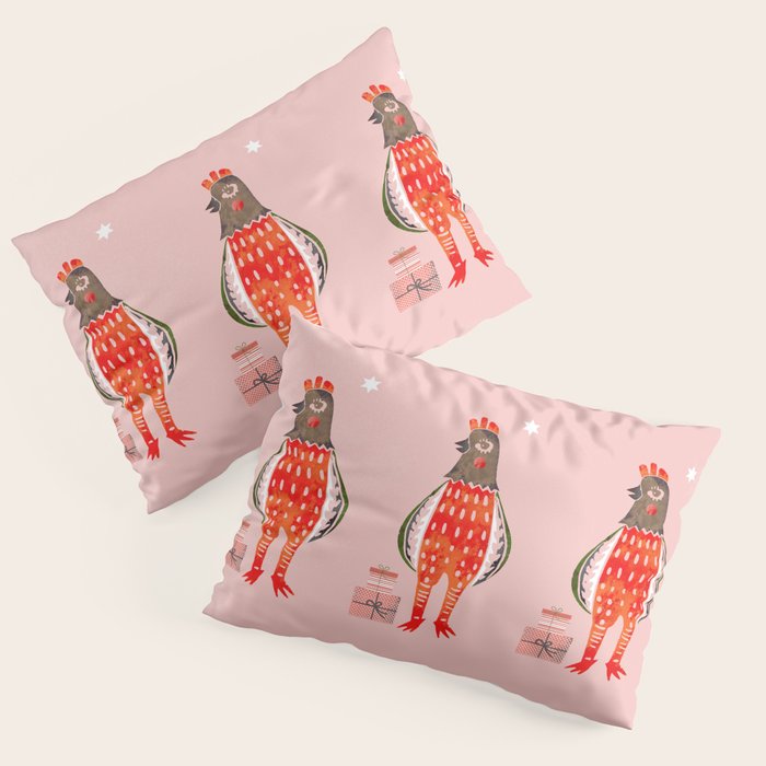 Christmas Chicken - illustration Pillow Sham Gallery Image 1