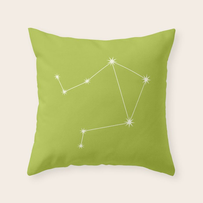 Libra Zodiac Star Constellation Line Art Chartreuse Green Throw Pillow Gallery Image 6