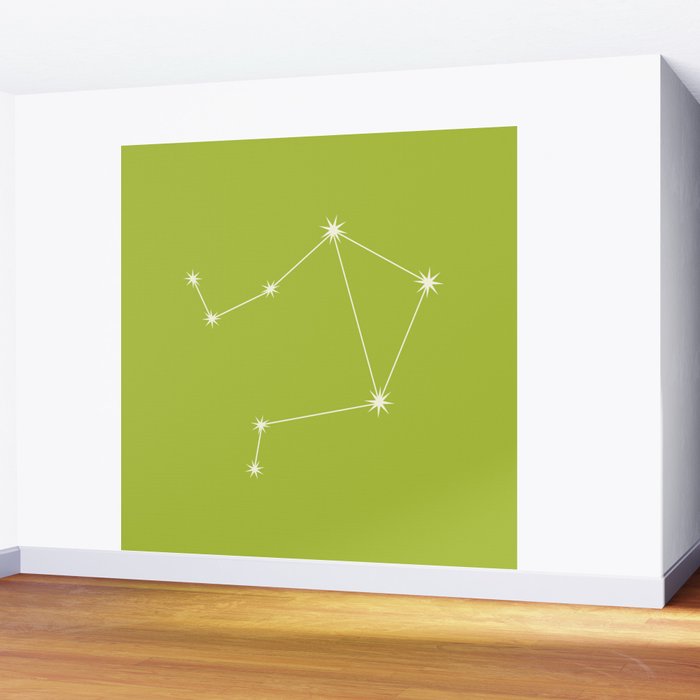 Libra Zodiac Star Constellation Line Art Chartreuse Green Wall Mural Gallery Image 2