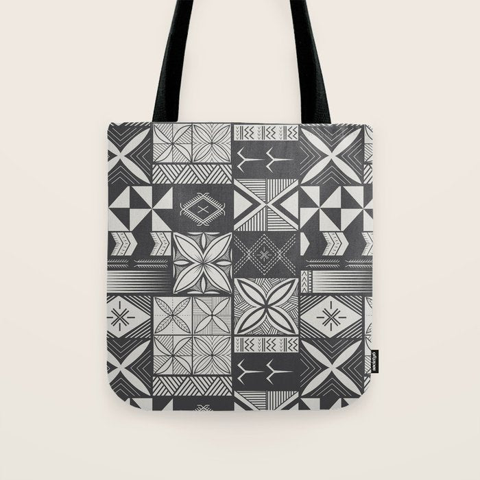 UrbanNesian Grey Maluelue Siapo and Tatau Tote Bag Gallery Image 1