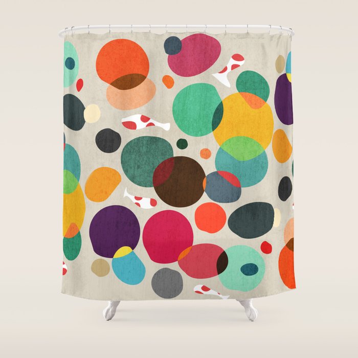 Lotus in koi pond Shower Curtain Gallery Image 1